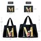 Wrapables Large & Small Nylon Reusable Grocery Bags, Initial Letter Tote Gift Bag for Wedding, Set of 2, Letter M